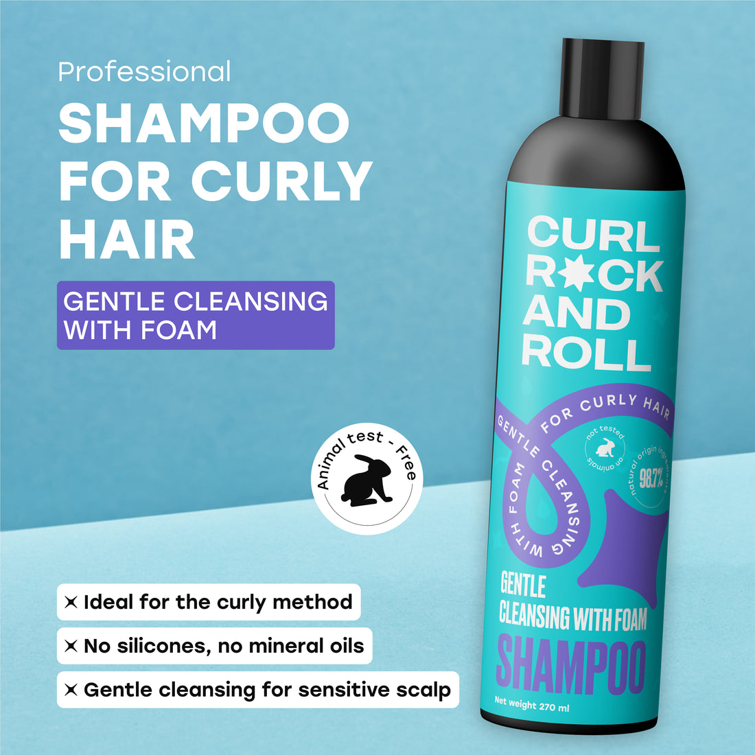 SHAMPOO Gentle cleansing with foam for curly hair, 270 ml