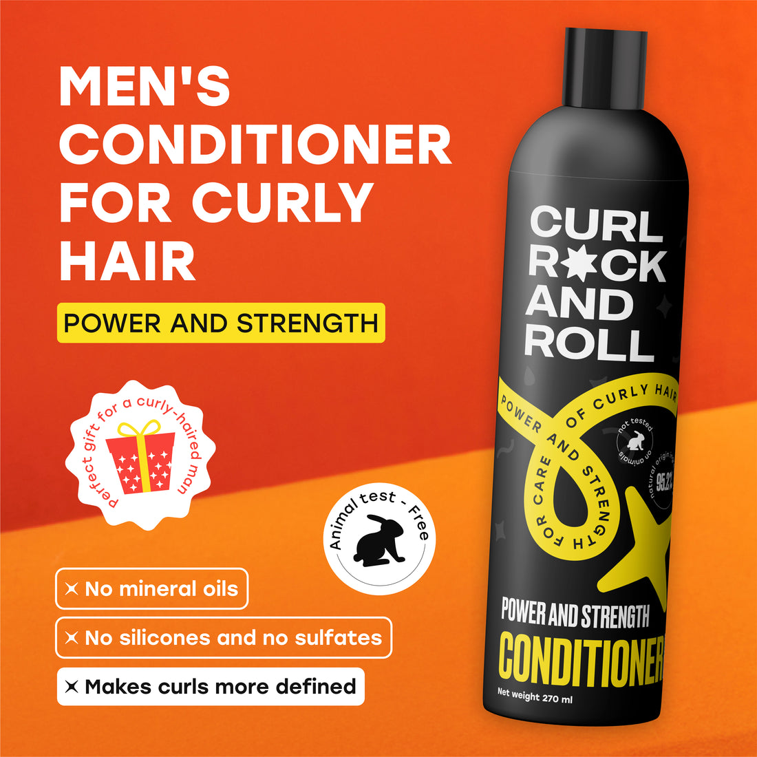 CONDITIONER FOR MEN Power and strength for care of curly hair, 270 ml