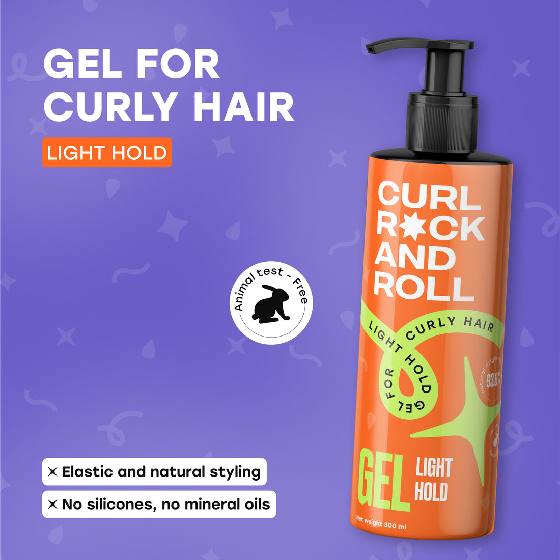 Light hold gel for curly hair, 300 ml