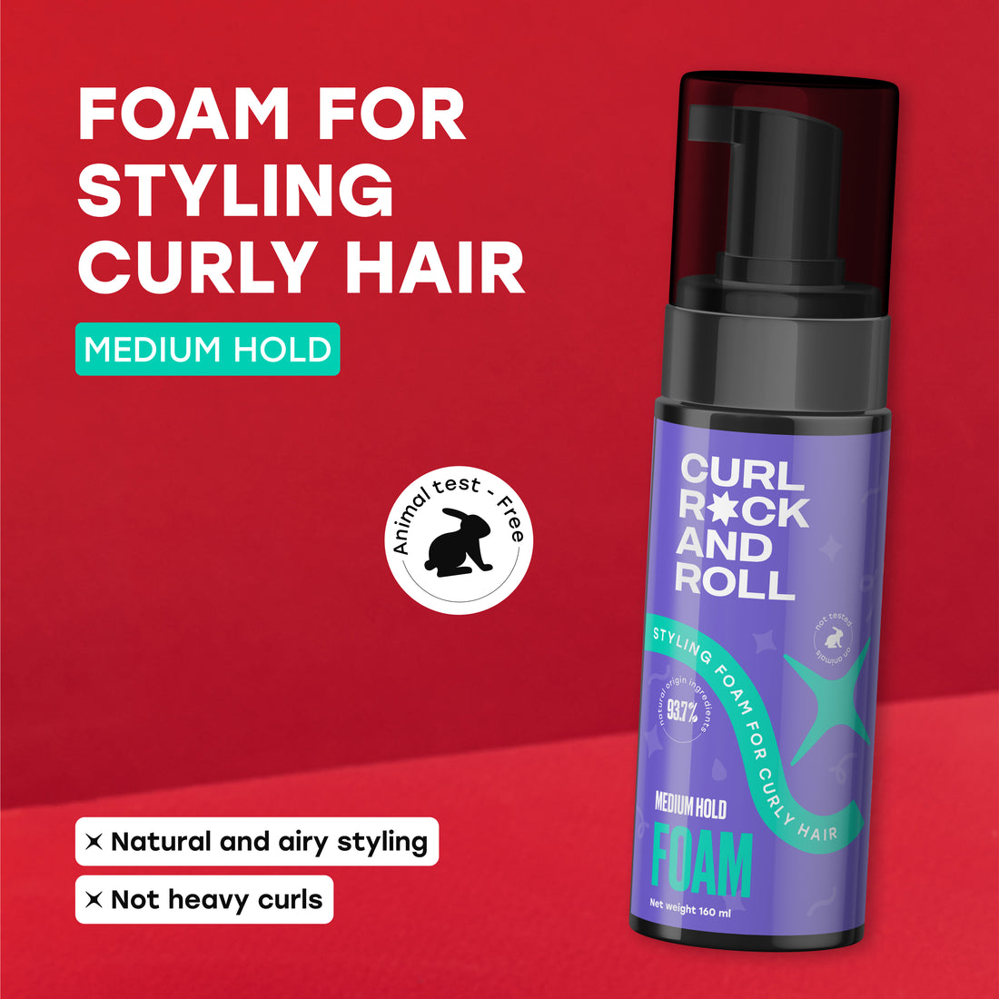 FOAM Medium hold Styling foam for curly hair, 160 ml