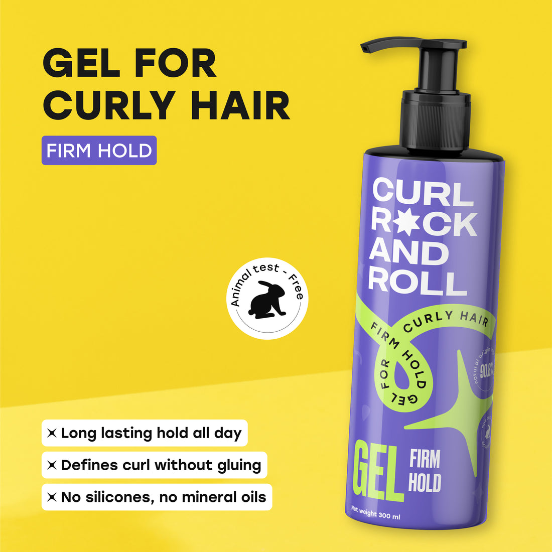 Firm hold gel for curly hair, 300 ml